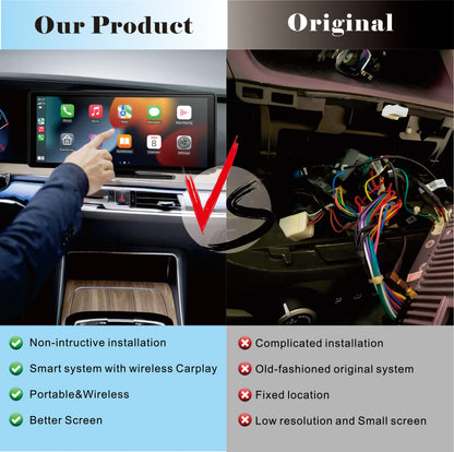 10.26" CarPlay Android Auto Car Stereo - IPS Touchscreen Multimedia Player with AUX, USB & Reversing Camera Support