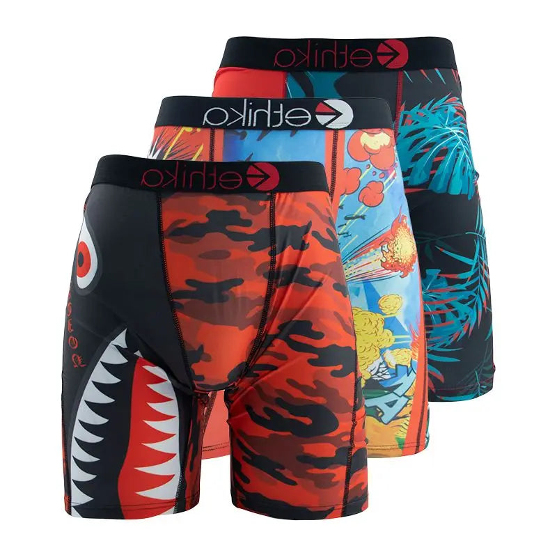3-Piece Men’s Sexy Underwear – Printed Boxer Shorts, Plus Size Boxer Briefs XXXL Lingerie