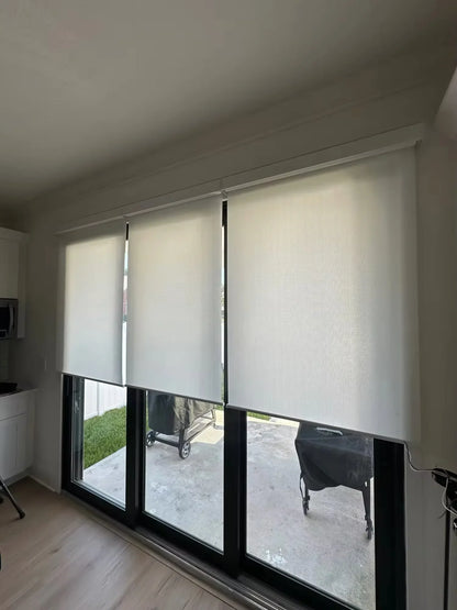 Decopedia Motorized Roller Blinds for Windows – Cordless Smart Blackout Day & Night Curtains for Living Room
