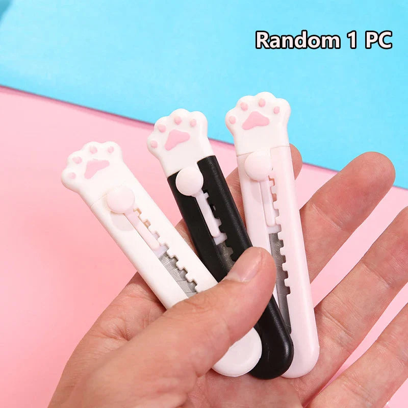 Sweet Pink Korean Y2K Heart Bow Utility Knife – Cute Portable Box Cutter for Students & Scrapbooking