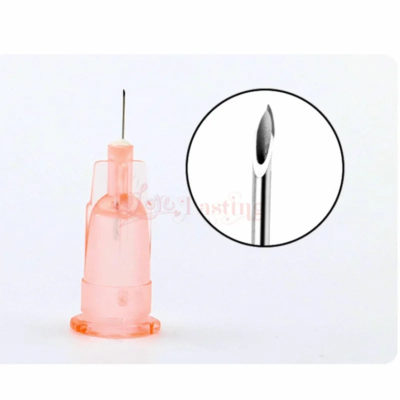100PCS 34G Tattoo Needles (1.5mm, 2.5mm, 4mm, 8mm) - Transparent Syringe Injection & Painless Teeth Irrigator Parts