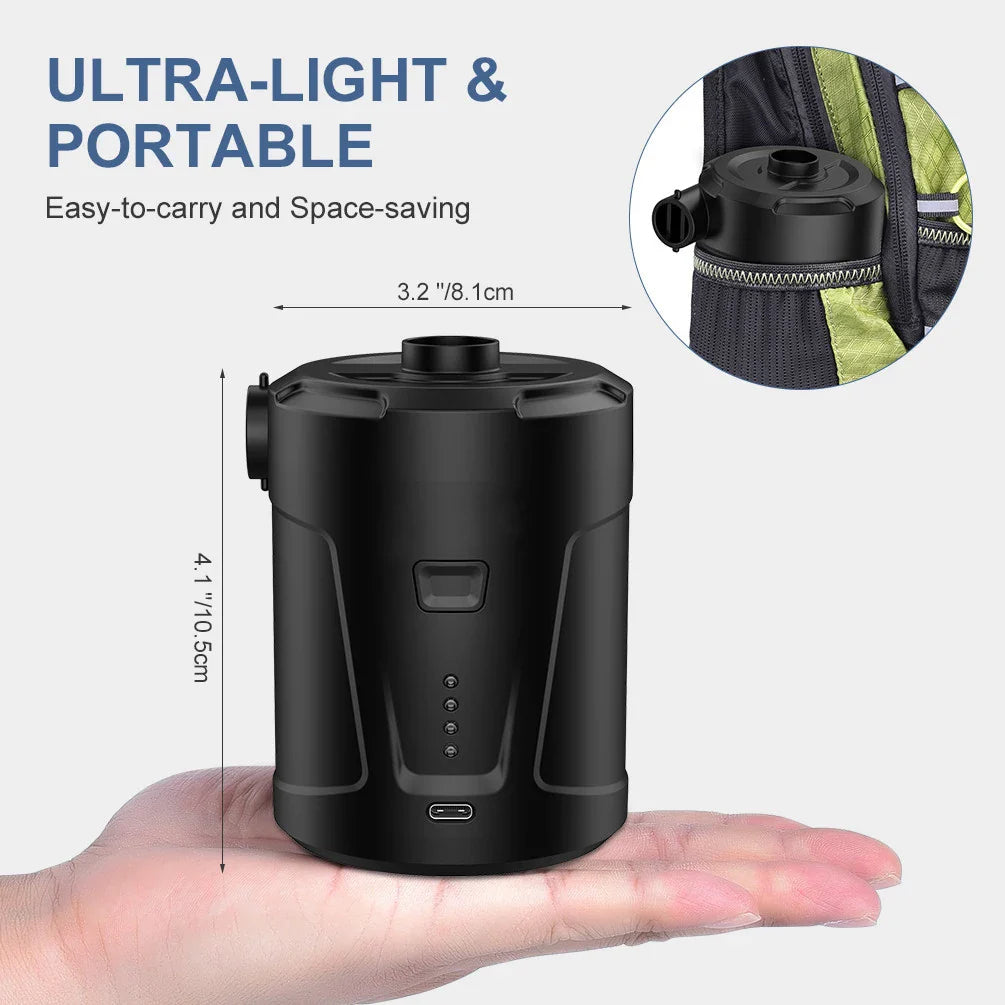 Portable Quick-Fill Air Pump 5000mAh Rechargeable Inflator & Deflator – High Power Air Pump for Air Mattresses, Beds, Boats & Swimming Rings