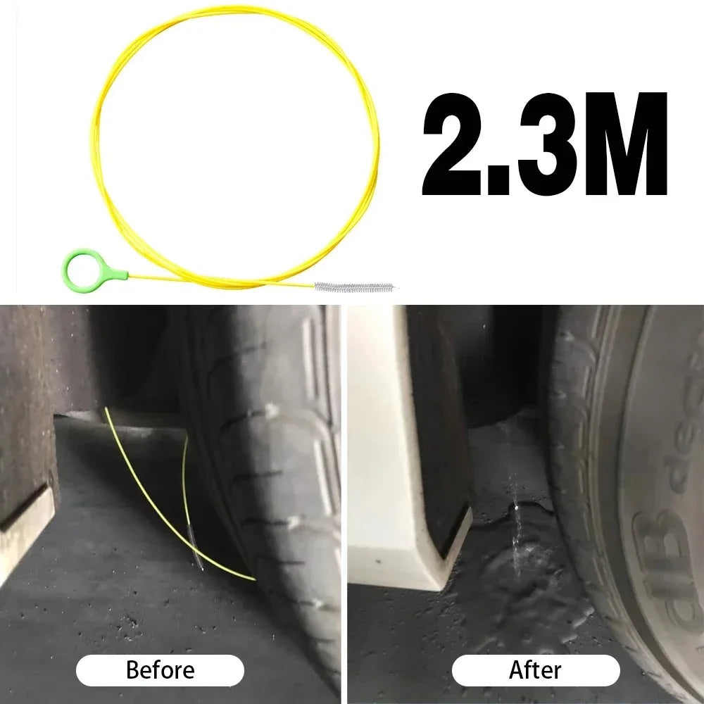 2.3m Car Sewer Unclogger Brush - Long Hose Sunroof Drain Hole Cleaner | Auto Pipe Tool Accessory