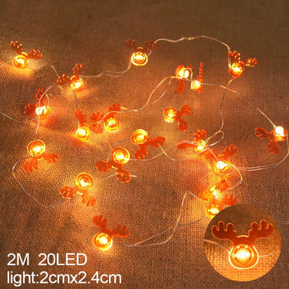 2M 20LED Santa Claus & Snowflake Light String – Christmas Decoration for Home, Xmas Tree, Kids Gift, and New Year 2025