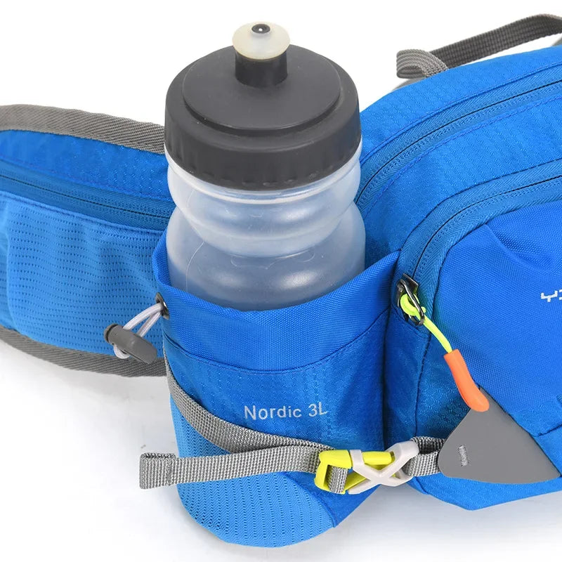 Nylon Waist Pack for Hiking & Running – Adjustable Lightweight Belt Bag with Water Bottle Holder for Outdoor Sports