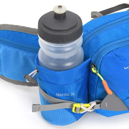 Nylon Waist Pack for Hiking & Running – Adjustable Lightweight Belt Bag with Water Bottle Holder for Outdoor Sports