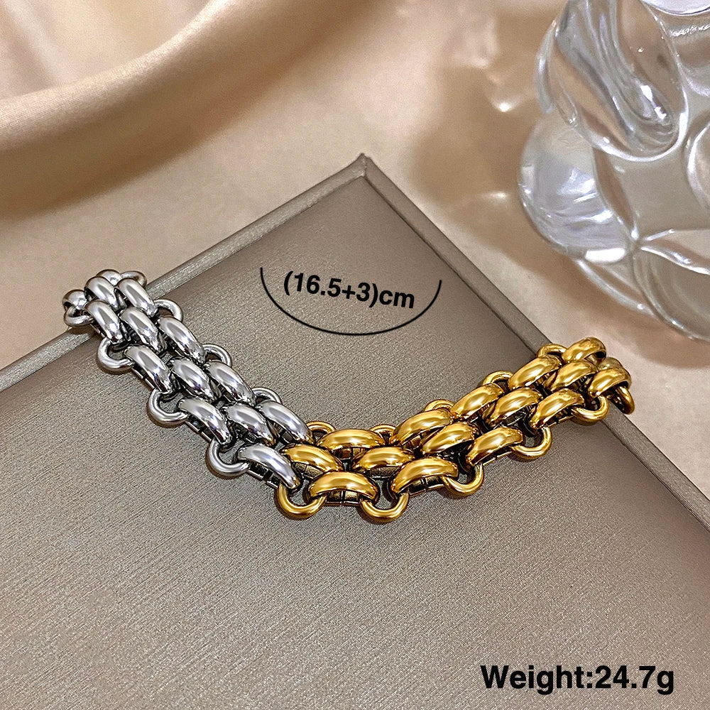 Greatera Handmade Braided Titanium Steel Bracelet – Waterproof Contrast Color Chain Bangle for Men & Women Classic Jewelry