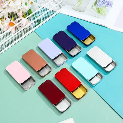 Metal Rectangular Mini Tin Box – Hinged Push-Top Candy, Pill & Small Storage Container