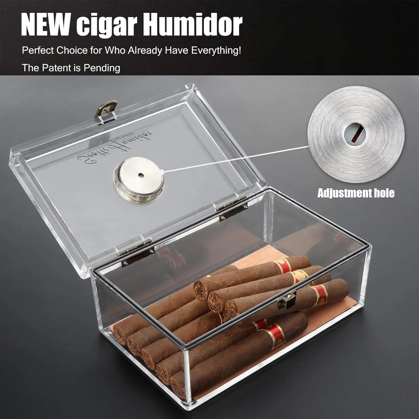 Scotte Acrylic Cigar Case Humidor – Holds 20 Cigars, Includes Hygrometer, Humidifier, Cigar Cutters, Punch & Accessories