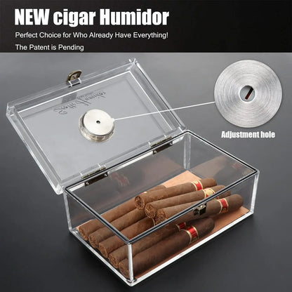 Scotte Acrylic Cigar Case Humidor – Holds 20 Cigars, Includes Hygrometer, Humidifier, Cigar Cutters, Punch & Accessories
