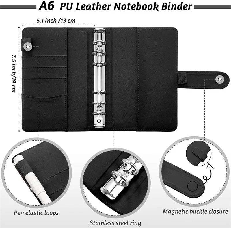 2024 A6 PU Leather Budget Binder Set – Cash Envelopes System with Binder Pockets for Money, Budget Saving & Bill Organizer