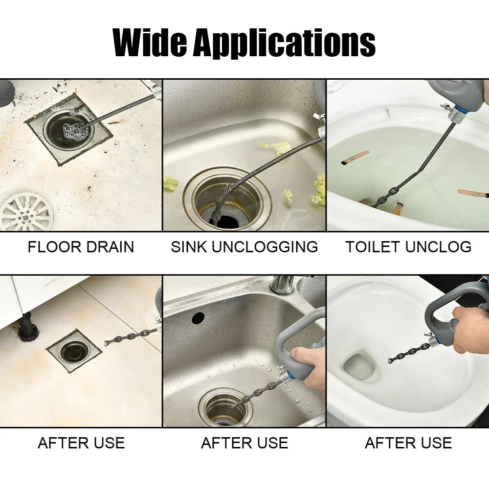 Toilet Sink Drain Unblocker – Handheld Extendable Sewer Pipe Plunger for Bathroom & Kitchen Cleaning (5/7/10m)