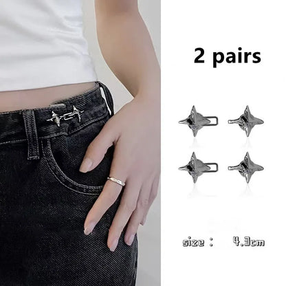 Four-Pointed Star Adjustable Waist Tightener Buckle – Fashion Jeans Waist Cincher Clip Accessory