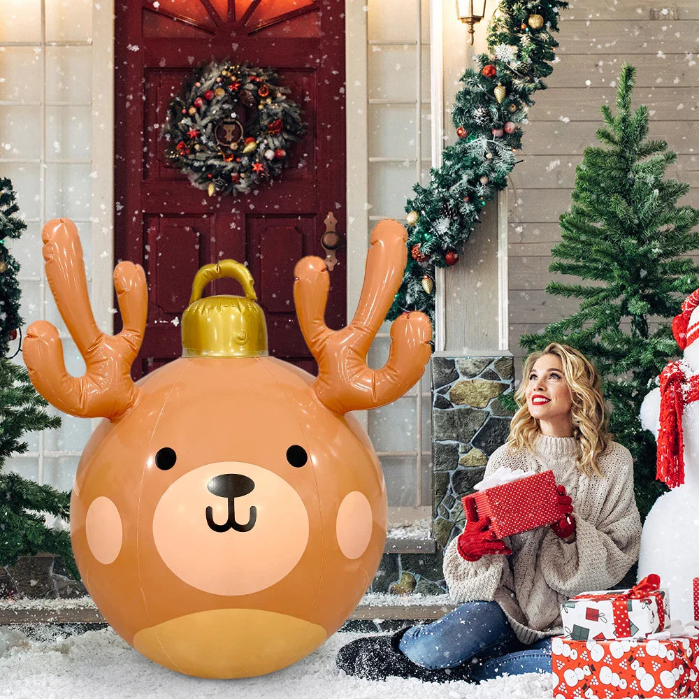 Inflatable Antler Christmas Ball – Giant PVC Ornament for Xmas Tree Decoration and Holiday Gifts
