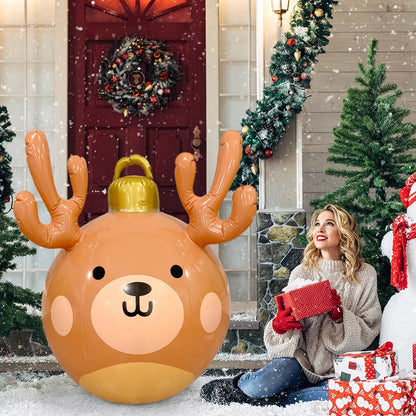 Inflatable Antler Christmas Ball – Giant PVC Ornament for Xmas Tree Decoration and Holiday Gifts