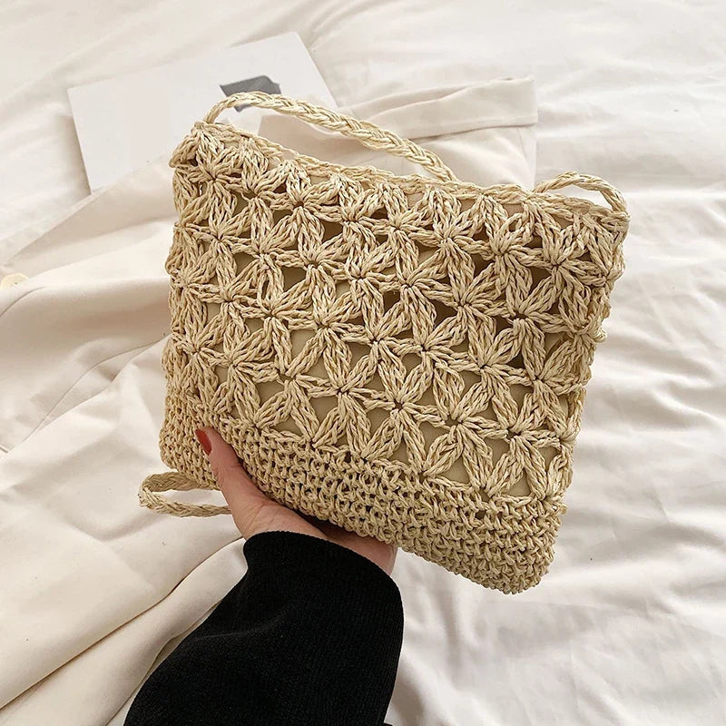 Woven Straw Crossbody Bag - Small Fashionable Shoulder Handbag for Women