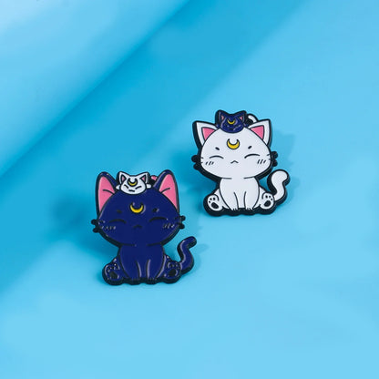 6PCS Anime Star & Moon Metal Keychains — Sailor Moon Tsukino Usagi & Luna Cat Cosplay Props, Pendant Jewelry Ornament