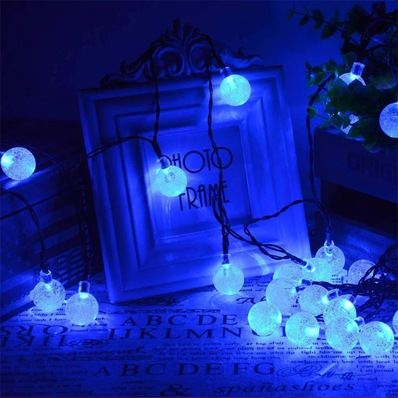 LED Solar String Lights – 60 Waterproof Crystal Globe Lights with 8 Modes for Outdoor Patio, Party & Tree Decor