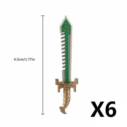 Medieval Figure Weapons Building Blocks Kit – King Sword, Lion Shield, Trident & Double-Edged Axe Battle Toy