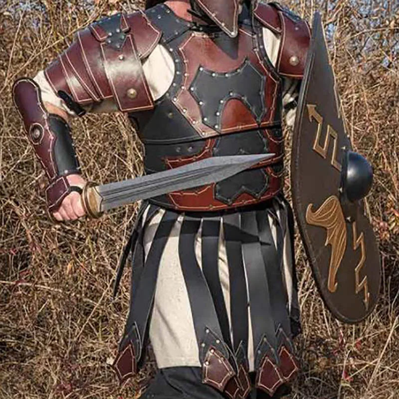 Medieval Greek & Roman Gladiator Armor – PU Leather Cuirass Shoulder & Chest Plate for Viking Warrior, Knight Cosplay & LARP Costume