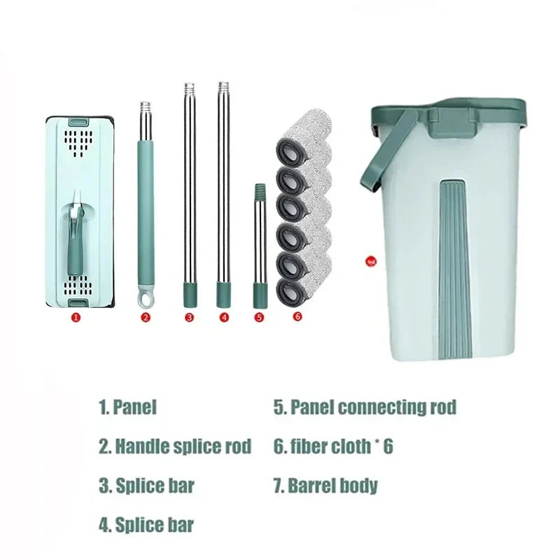 Hand-Free Wringing Flat Squeeze Mop with Bucket: Microfiber Mop Pads for Wet or Dry Usage on Hardwood Laminate Floors