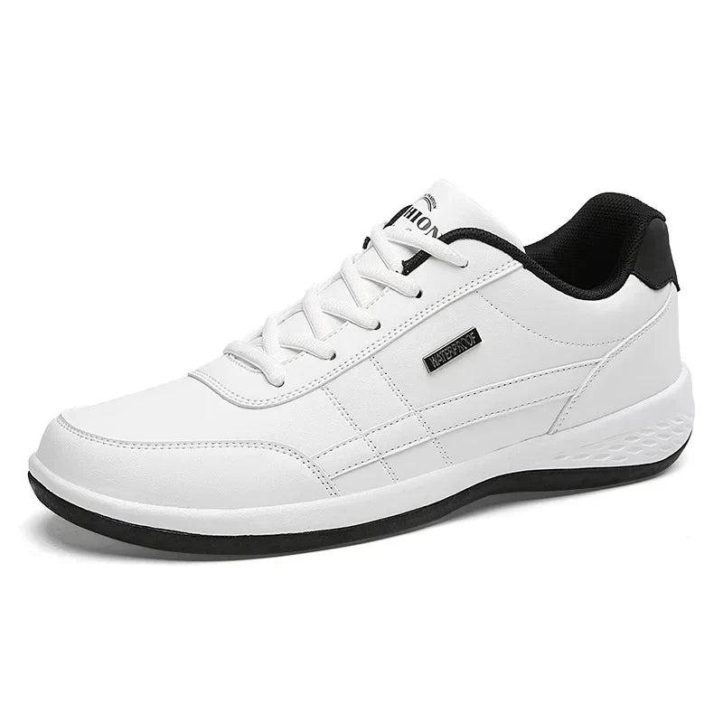 MAEDEF Men's Leather Sneakers – Waterproof Casual Lace-Up Footwear, Comfortable Vulcanized Shoes for Men