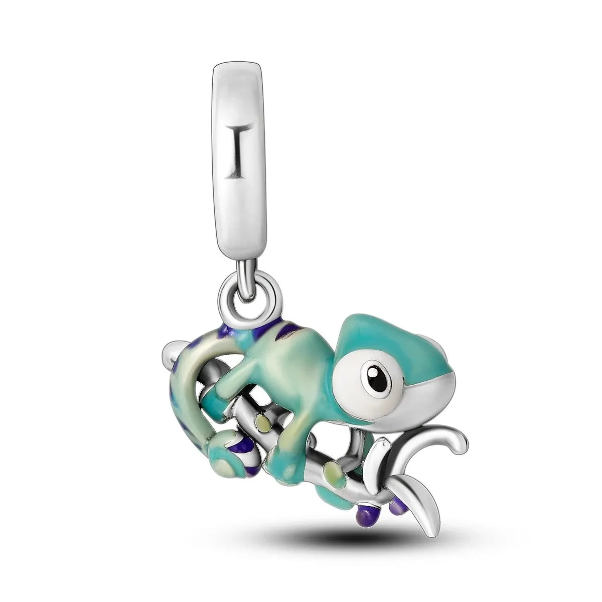 MULA Chameleon Silver-Plated Charm with Color-Changing Crystal Ball - DIY Snake Chain Bracelet Jewelry Gift for Women