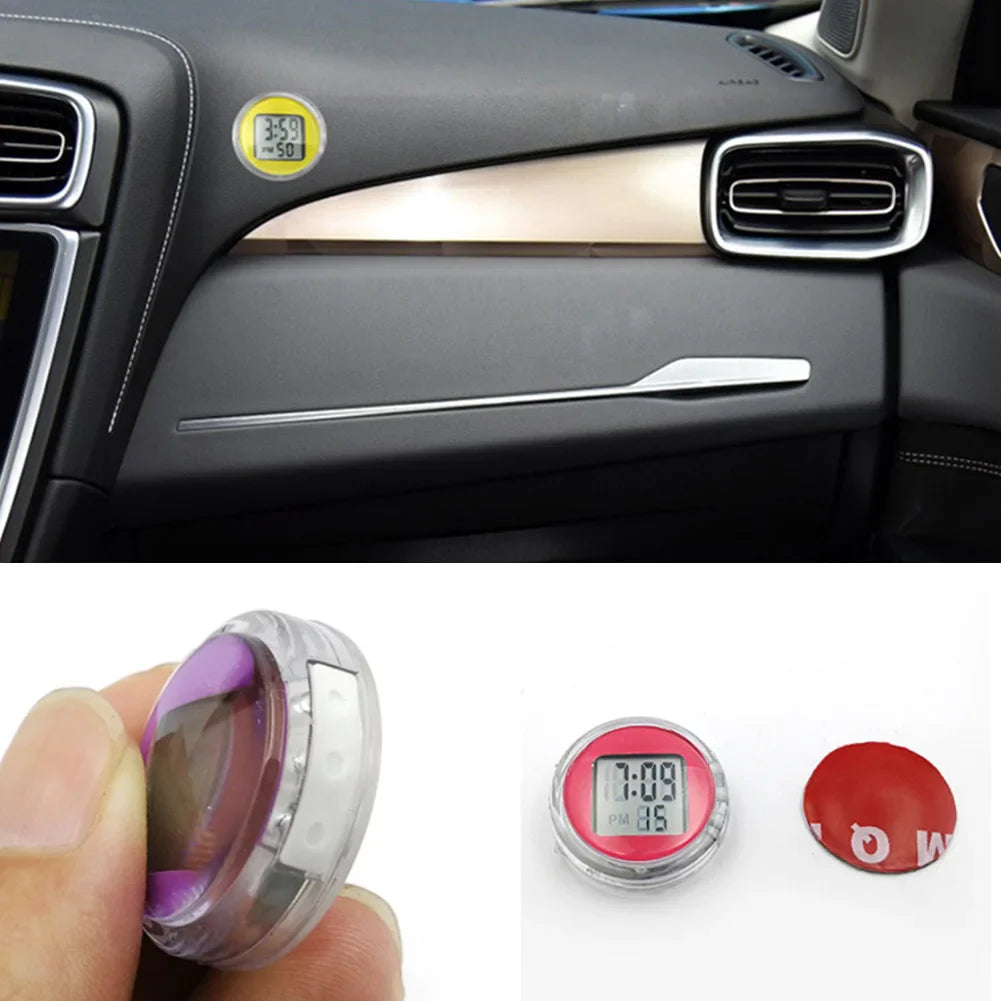 Mini Waterproof Motorcycle Bike Sticky Digital Display Clock Watch | Auto Car Interior Decoration | Motorcycle Accessories