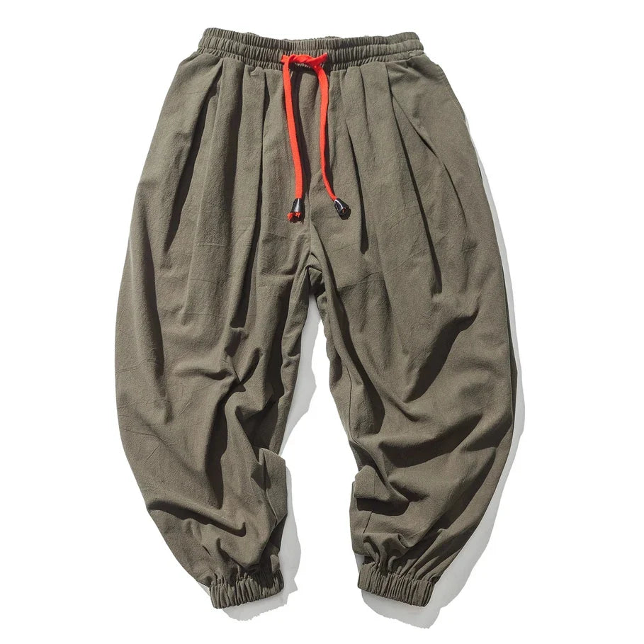 Men’s Oversized Harem Pants – Loose Chinese Style Cotton Linen Sweatpants Joggers, High-Quality Casual Trousers