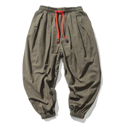 Men’s Oversized Harem Pants – Loose Chinese Style Cotton Linen Sweatpants Joggers, High-Quality Casual Trousers