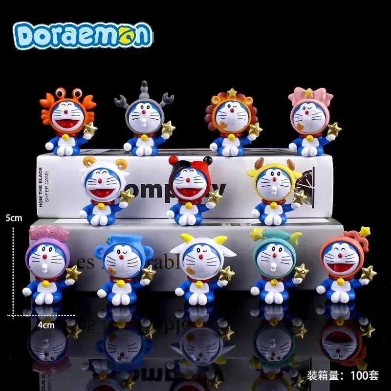 12PCS Doraemon Zodiac Anime Action Figure Set – Cute Kawaii PVC Collectible Cartoon Toy Models for Kids Gifts