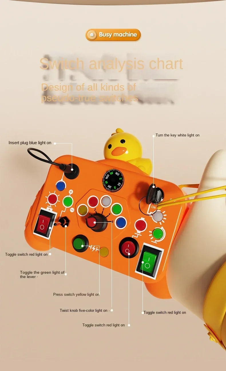 Montessori Busy Board Sensory Toy – LED Light & Switch Activity Game for Children Ages 2-4
