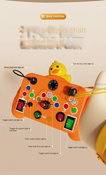 Montessori Busy Board Sensory Toy – LED Light & Switch Activity Game for Children Ages 2-4