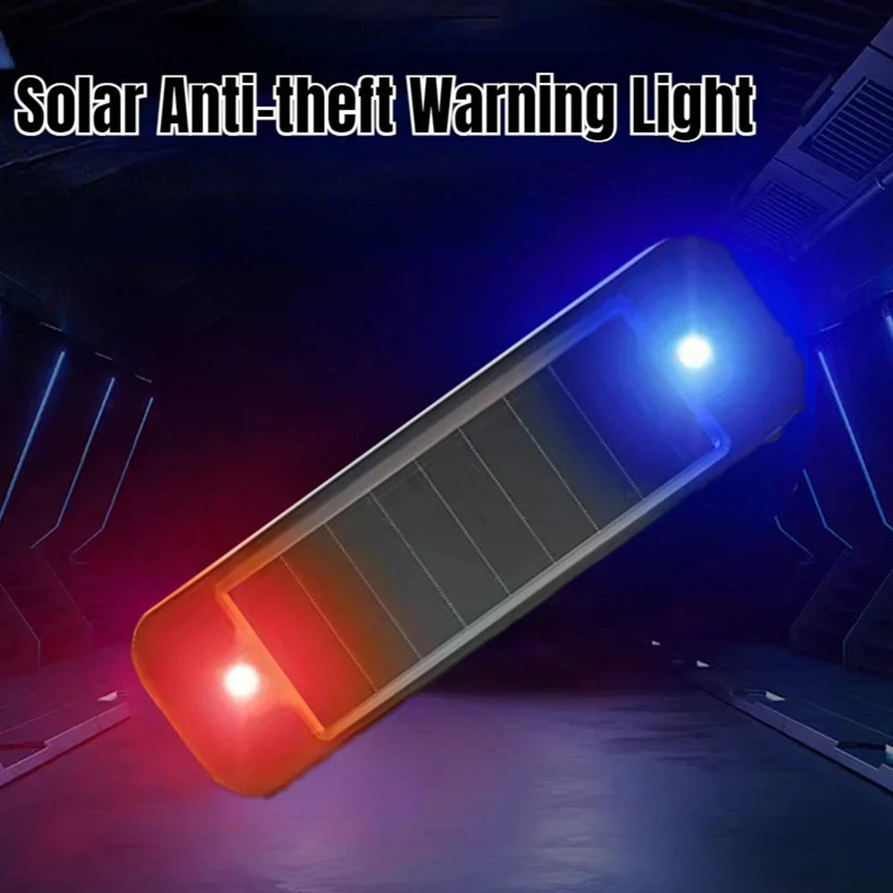Mini LED Solar Car Warning Light - Wireless Flashing Security Dummy Alarm Lamp for Night Anti-Theft Protection