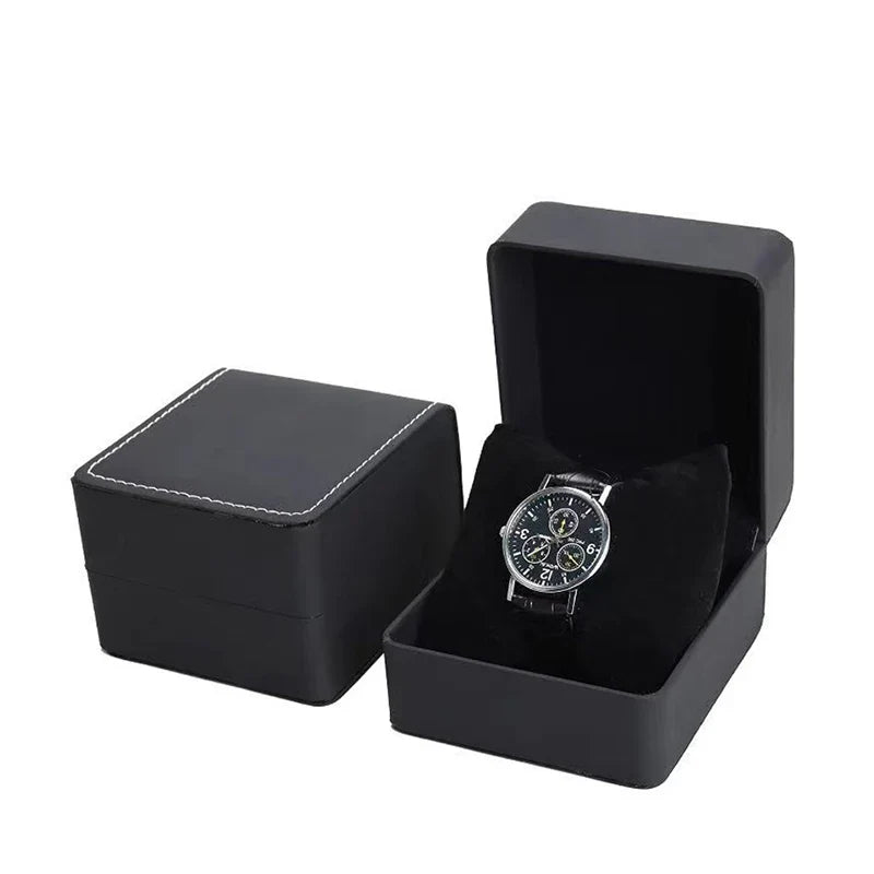 Lnofxas Black Single Watch Gift Box — PU Leather Wristwatch Display Case with Pillow, Organizer for Men