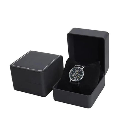 Lnofxas Black Single Watch Gift Box — PU Leather Wristwatch Display Case with Pillow, Organizer for Men