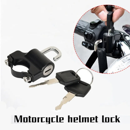 Universal Motorcycle Helmet Lock - Anti-Theft Handlebar Mount Security Metal Lock for Electric Motorbikes, 22mm-26mm with Keys Set