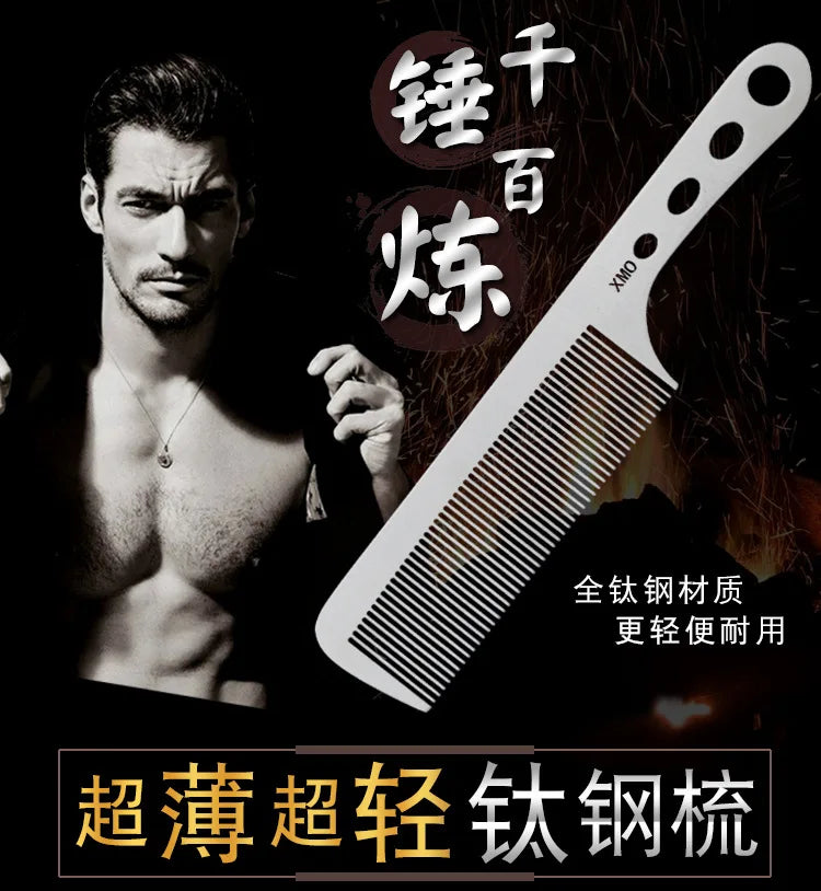 Ultra-Thin Titanium Steel Hairdressing Comb – Professional Men’s Point-Tail Hair Styling Brush
