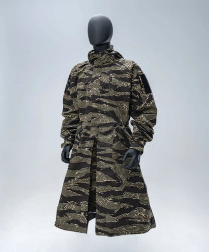 Polyester-Cotton Long Tactical Trench Coat – Hooded Outdoor Hunting & Cosplay Jacket