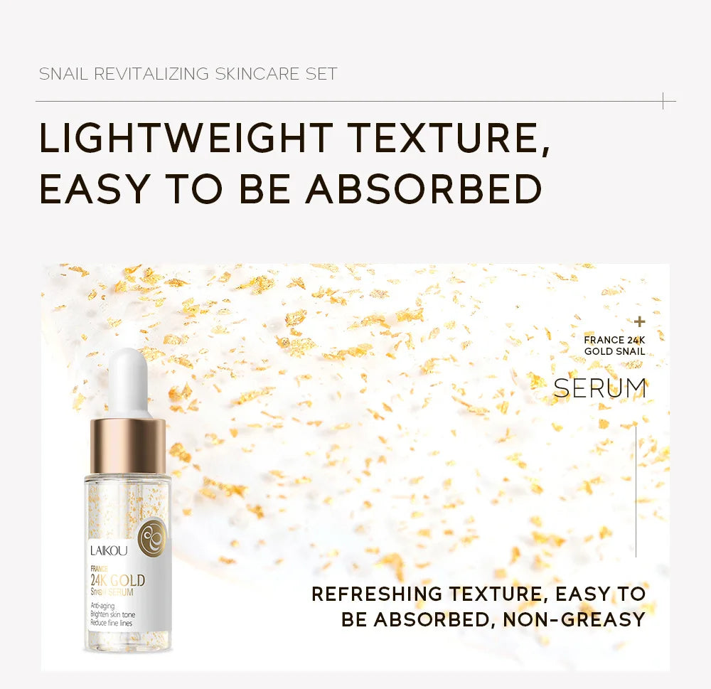 LAIKOU 3pcs Vitamin C & 24K Gold Sakura Skincare Set — Moisturizing Face Cream, Serum & Eye Cream, Anti-Wrinkle Face Care Kit