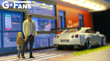GFans 1:64 Scale Diorama Car Garage Model – LED Lighted Parking Lot DIY City Set for Collection & Display Gifts