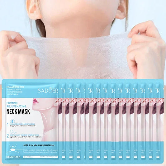 10pcs SADOER Hyaluronic Acid Neck Masks – Collagen Firming & Moisturizing Skincare for Neck