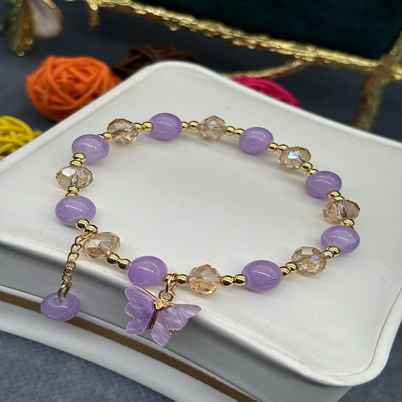 IFYOUOO Gorgeous Beaded Bracelet with Butterfly Pendant – Trendy Glass Beads, Dainty BFF Wrist Jewelry for Women