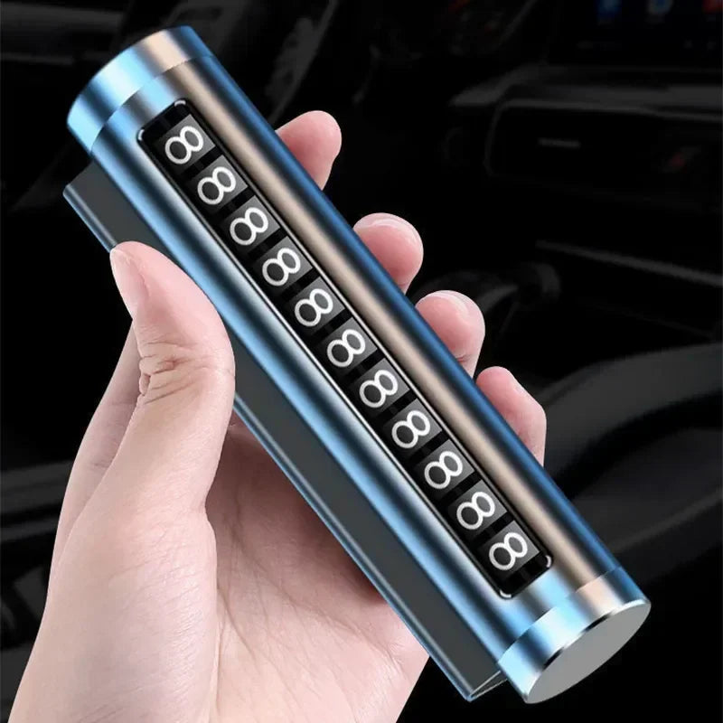 Metal Car Temporary Parking Card – Rotating Phone Number Plate, Aluminum Stickers for Park Stop, Auto Parking Accessories