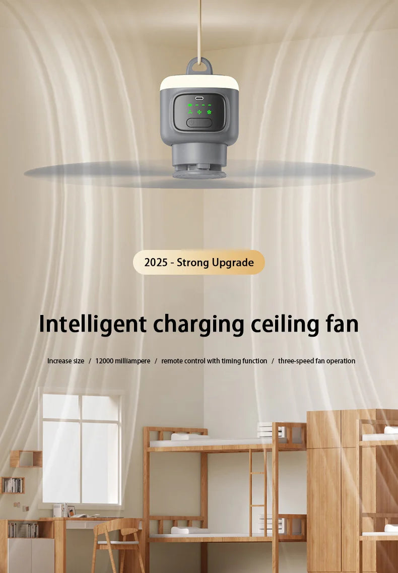 12000mAh Portable Ceiling & Camping Fan – Outdoor Tent Air Circulator and Cooling Ventilator