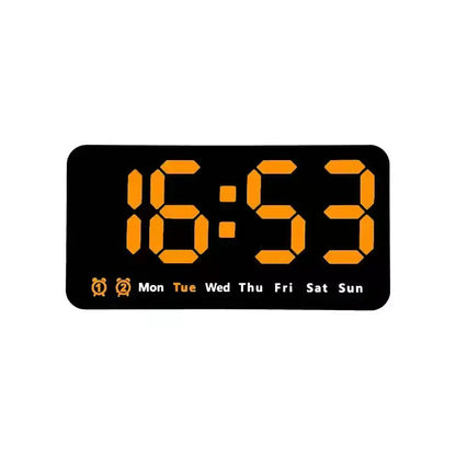 Voice Control Large Digital Wall Clock – LED Display with Temperature, Date, Week, DST, Snooze, Dual Alarm, 12/24H, Wall-Mounted or Table Use