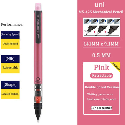 UNI KURU TOGA M5-452 Mechanical Pencil 0.5mm – Rotating Lead Automatic Pencil for Continuous Writing & Sketching