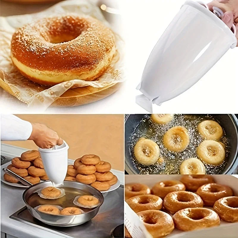Manual Donut Maker Mold – Easy Fast Doughnut & Waffle Dispenser Machine for Home Baking, Lightweight Plastic Deep Fry Tool
