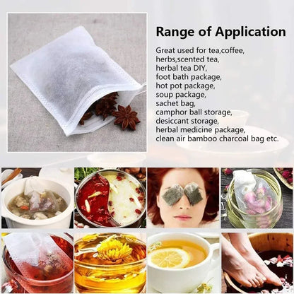 Disposable Empty Tea Bags with String – Scented Herb Filter Paper for Loose Tea, Kitchen Accessories