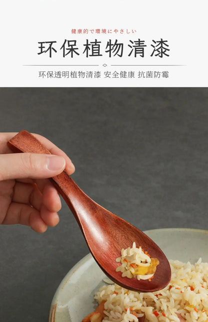 Wooden Soup Spoon — Long & Short Handle Kitchen Utensil for Korean & Japanese Cooking, Ramen & Daily Use